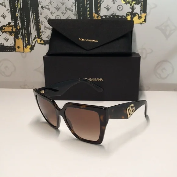 New Authentic Dolce & Gabbana DG4438 4536 Havana Square Sunglasses